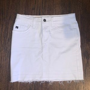 White denim mini skirt